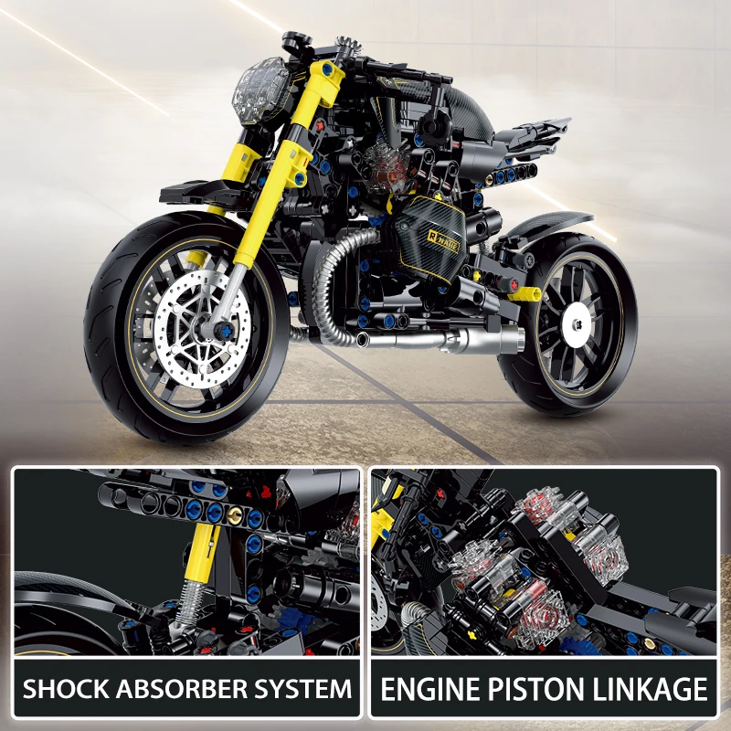Technical Motorcycle Building Blocks Classic Motorbike Locomotive Racer Model Bricks Assemble Toy For Kids Birthday Gift 563pcs