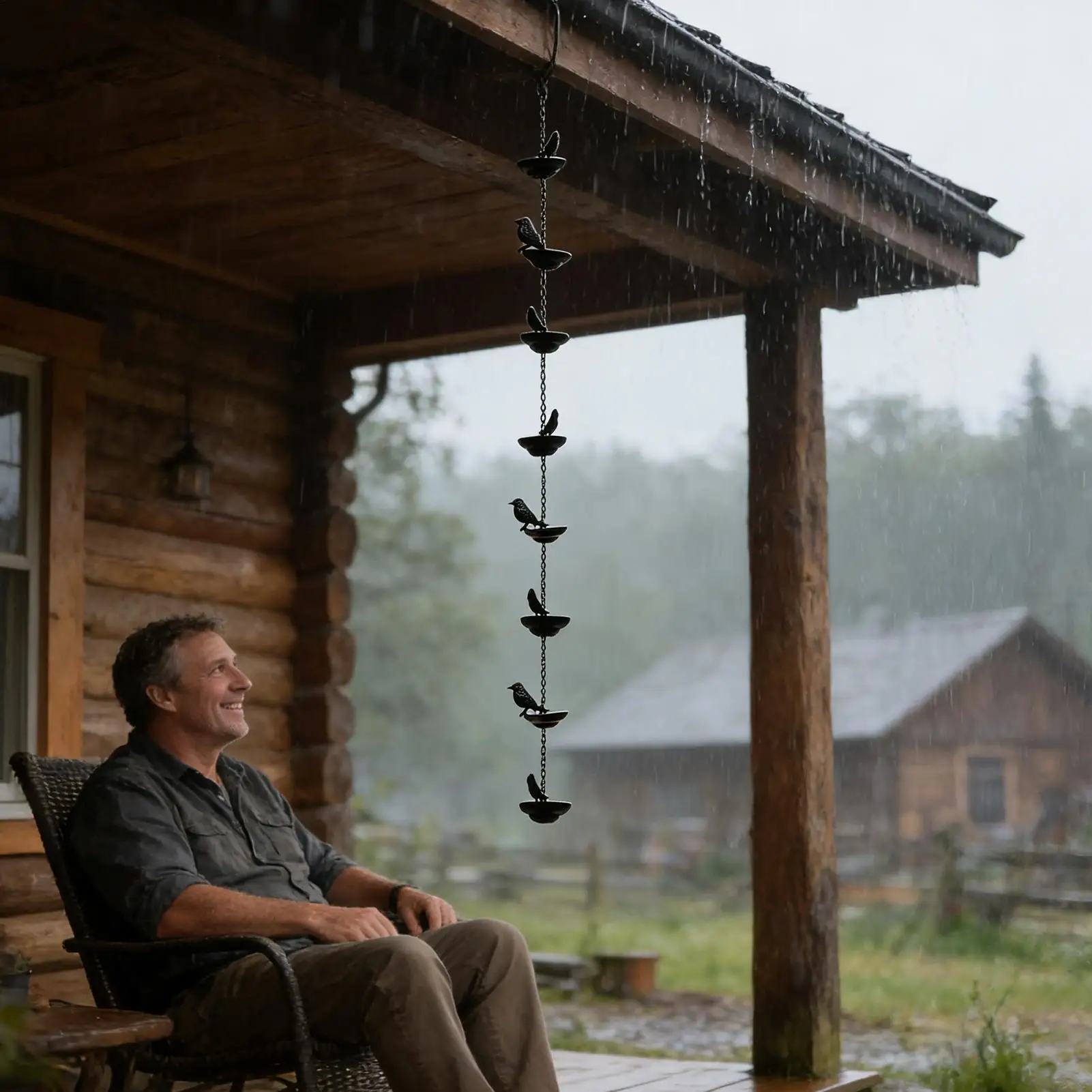 Rain Catcher Chain Bird Theme Replacement 8-Cup Downspout Alternative Rain Chain For Garden Yard Backyard Courtyard Landscapers