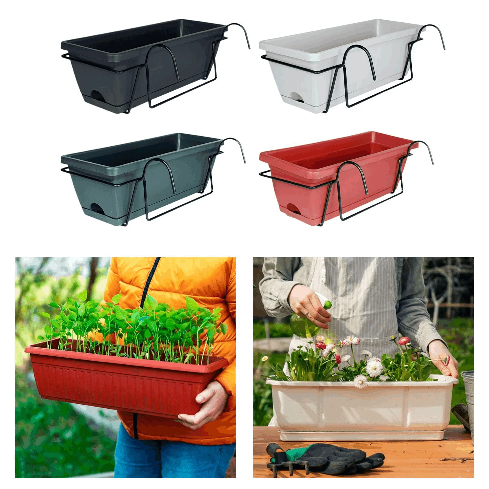 

Balcony Planter Home Nordic Simple Rectangular Hanging Long Strip Flower Pot Trough Vegetable Planter Flower Plant Pot Garden