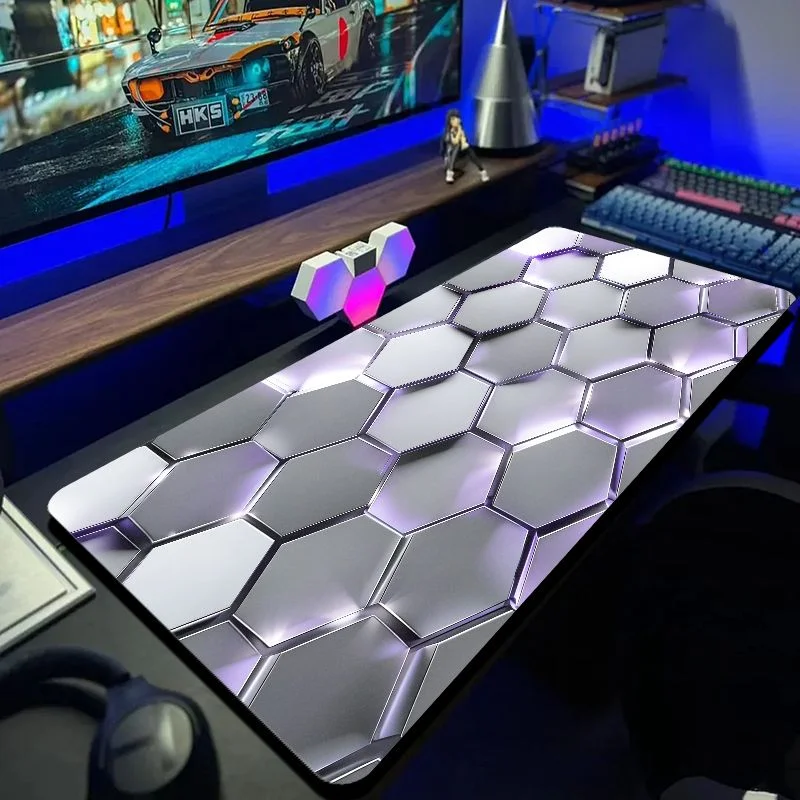 VIKAMA Neon Light Effect Honeycomb Super Large Gaming Mouse Pad Anti Slip Waterproof Long Desk Mat Computer Pad