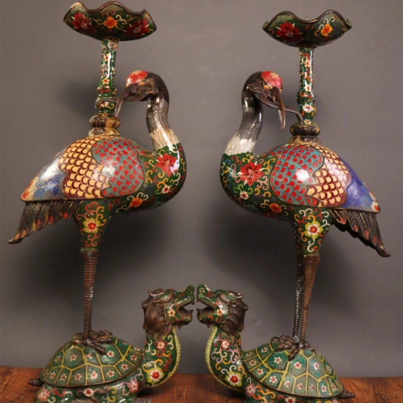 

Pure copper cloisonne candlestick ornament, silk enamel color, cloisonne wax table.