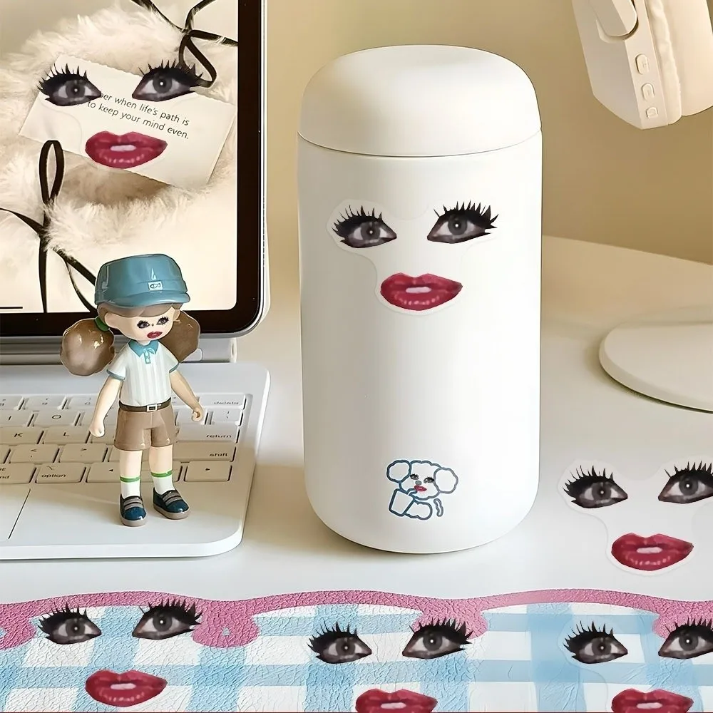 PVC Big-eyed Red-lipped Expression Sticker Waterproof Abstract Pattern Phone Decoration Sticker Self Adhesive Sticker Sheets