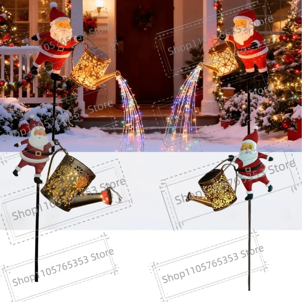 Christmas Solar Kettle Lights Garden Lawn Decorations Santa Claus Kettle Ground Lamp Solar LED Night Lights Xmas Outdoor Decor