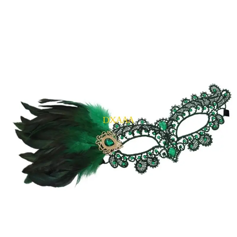 DXAA Maschera Halloween, Maschera Veneziana in Maschera Maschera per Occhi in Pizzo con Piume, Maschera in Maschera a Mezzo