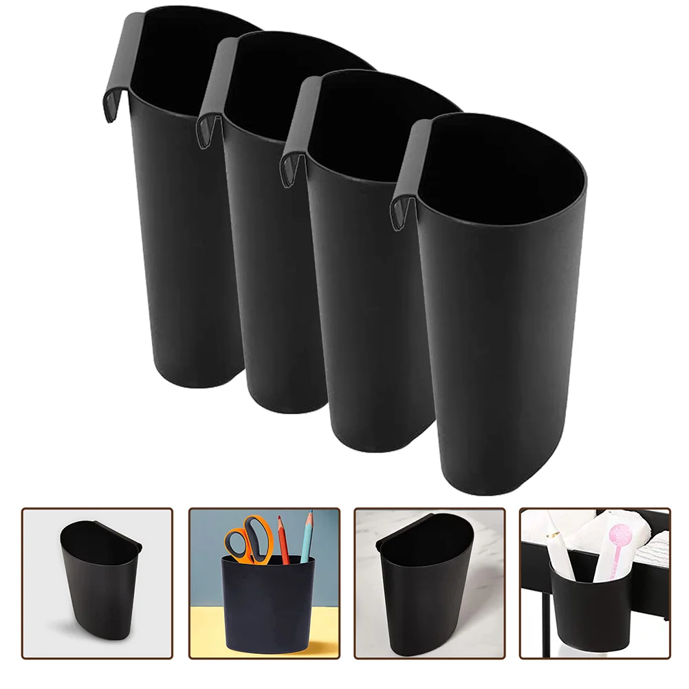 

4 Pcs White Storage Baskets for Rolling Cart Small Hanging Trash Can Plastic Cups Easy Clean Over Edge Trolley Shelf ganize