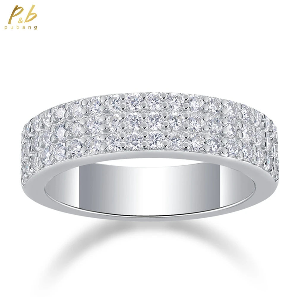 

PuBang Fine Jewelry 100% стерлинговое серебро 925 пробы 3EX VVS1 D Цвет Настоящий муассанит с бриллиантами Драгоценные камни Ряд Кольца GRA Обручальное кольцо оптом