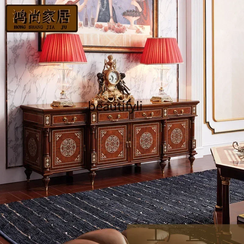 NQ52 Great discounts English mahogany TV cabinet American living room inlaid shell TV cabinet furniture