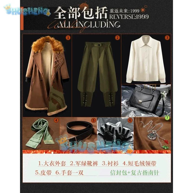 Reverse:1999 Windsong Cosplay Costume Coat shirt tie belt gloves necklace Halloween party Handsome man Woman uniform Full Set