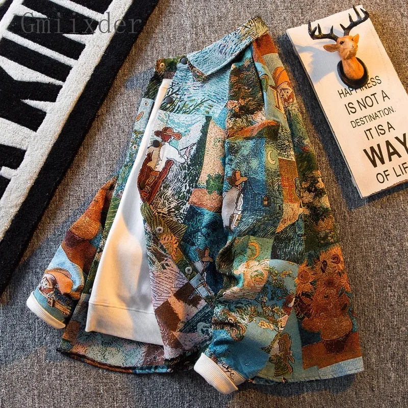 

Korean Hip Hop High-end Long-sleeved Shirt Men Autumn Oversized Blouse Natural High Street Handsome Lapel Shirt Aesthetic Preppy