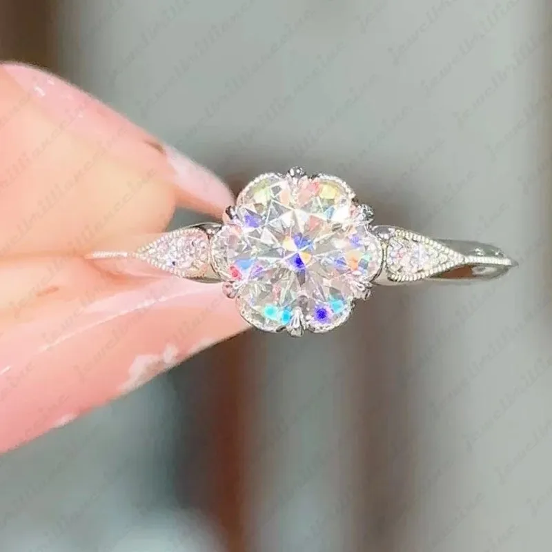 Solid 925 Sterling Silver Ring Fully Set with Moissanite Festive Gift Ideal for Any Occasion