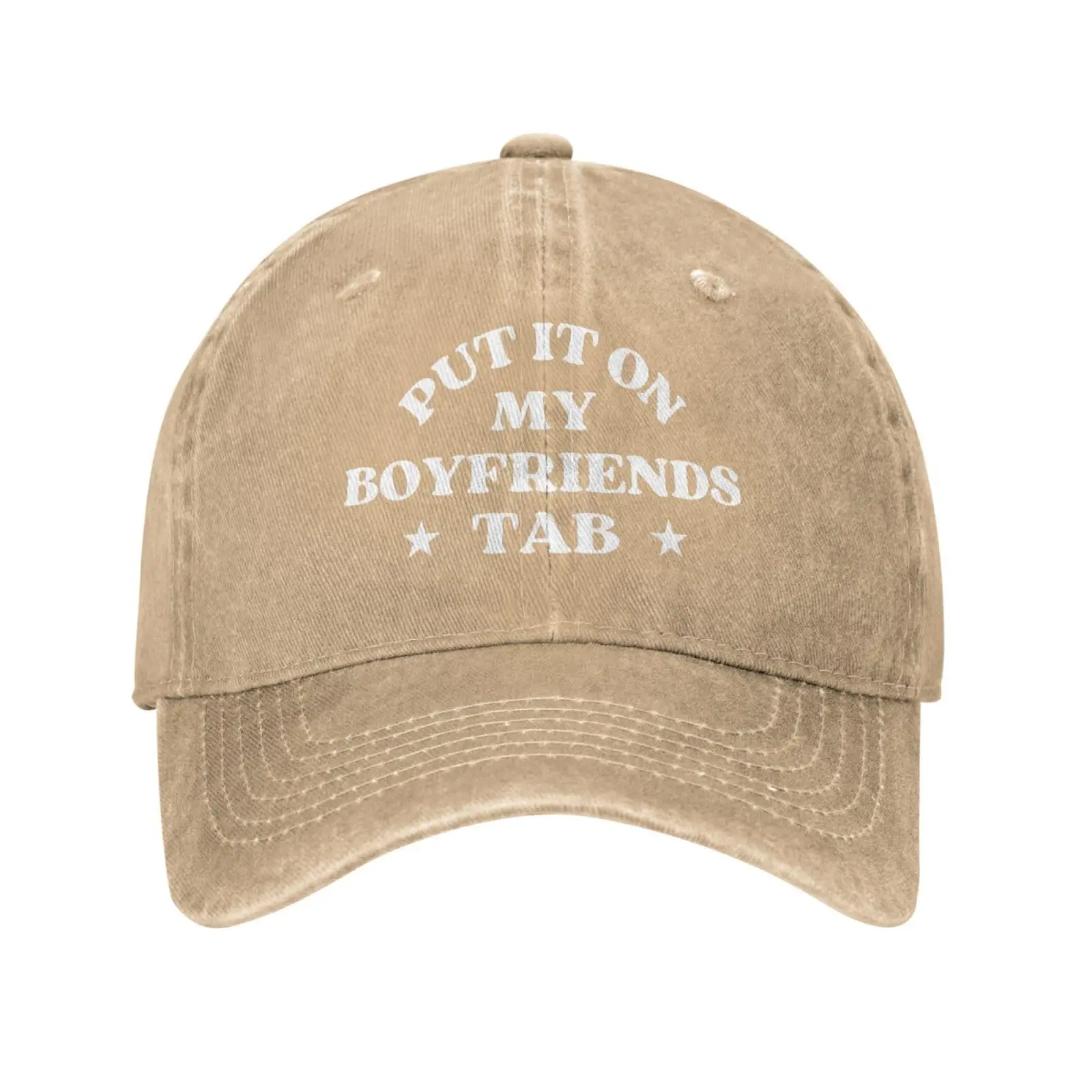 Put It On My Boyfriend's Tab Baseball Caps Unisex Adjustable Classic Washed Denim Vintage Dad Hat for Men Women