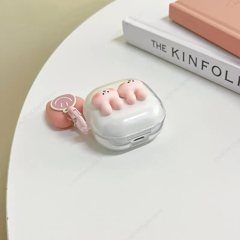 Cute Rabbit Case For Samsung Galaxy Buds 2 Pro Live FE Clear Cover For Samsung Buzz 2 Pro Buds2 2Pro Funda With Keychain Coque