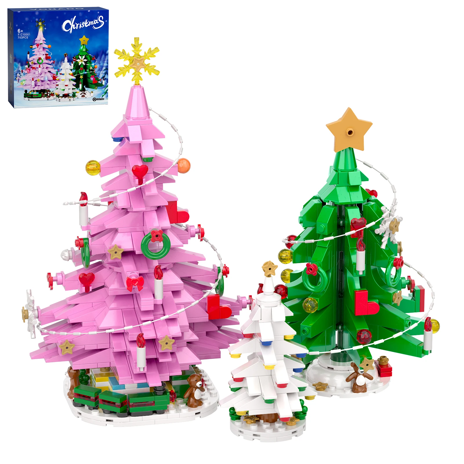 

Creative 3 in 1 Christmas Tree Building Block Includes 3 Different Sizes＆Colors of Christmas Trees Block Sets Christmas Gift Kid