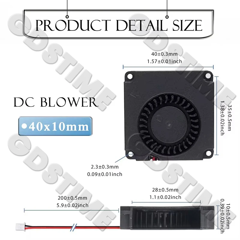 Gdstime 2 szt. 40mm 24V wentylator drukarki 3D 40x10MM podwójna kulka turbo dmuchawa 12000 obr./min szybka chłodnica 4010 akcesoria do drukarek grzejnik