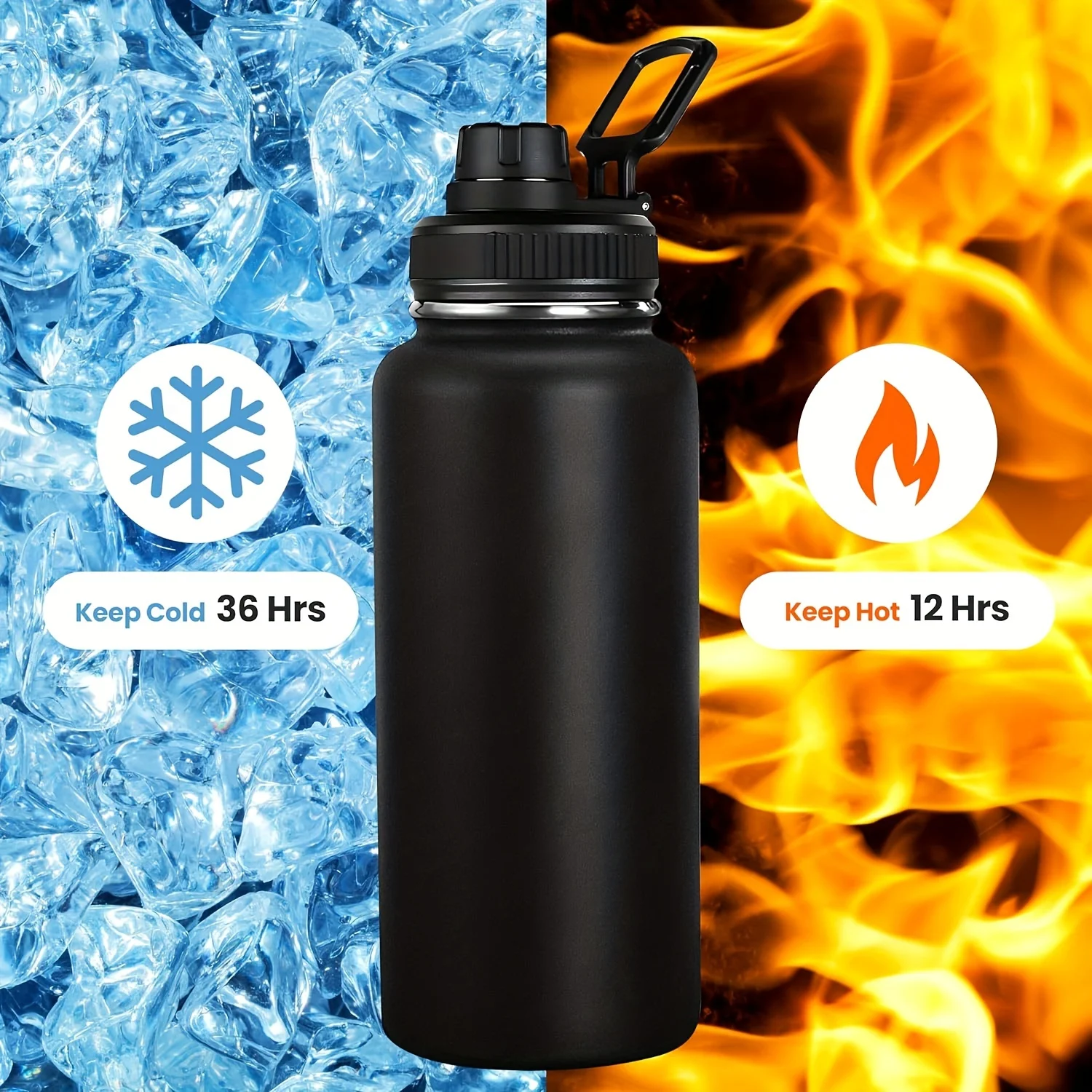 Botella de agua aislada de 950ml/32oz, taza de agua al vacío de acero inoxidable, matraz a prueba de fugas de doble pared para deportes y actividades al aire libre