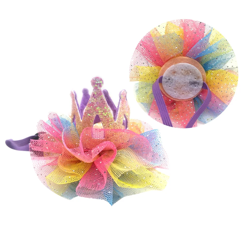 

1Pcs Crown Shaped Pet Hat Gauze Birthday Party Headwear Adjustable Design for Small Large Dogs Cats Elegant Mesh Decor Dog Crown