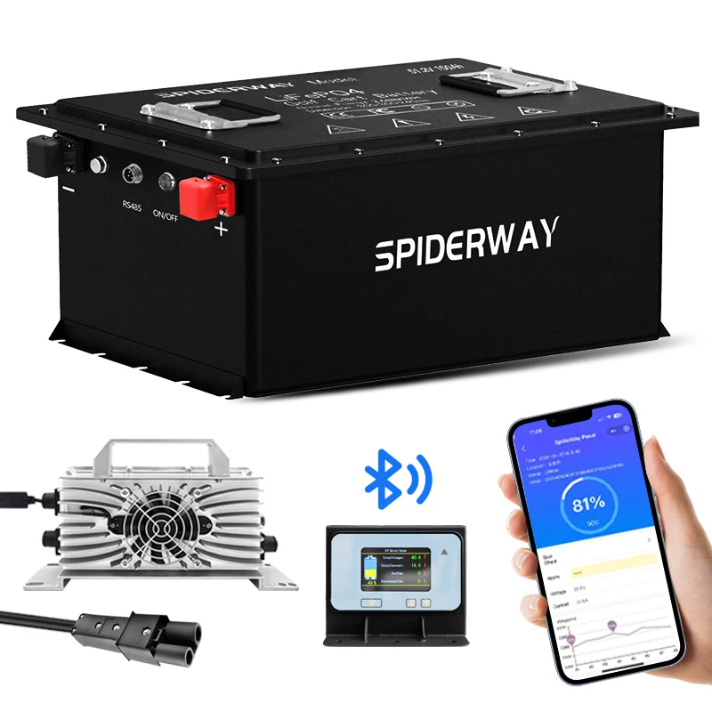 48V 150Ah Golf Cart Buggy Lithium Battery Conversion Kit for Yamaha G19 G22 Cart Built-in Smart 200A BMS 25A Charger