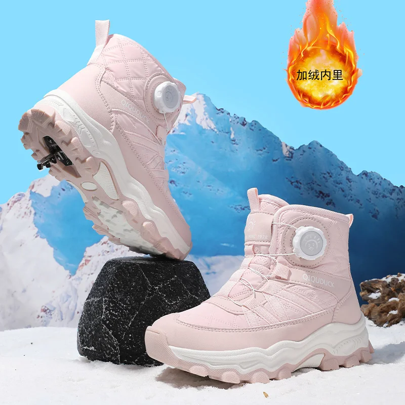 Kids Snow Boots Winter Fashion High Top Warm Plush Comfortable Anti Slip Boys Girls Walking Shoes Outdoor Sneakers Size 30-40
