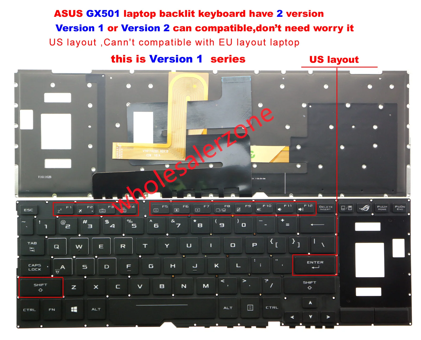 

New Keyboard for Asus GX501 GX501GI GX501V GX501VI GX501VIK GX501VS GX501VSK laptop backlit US layout keyboard