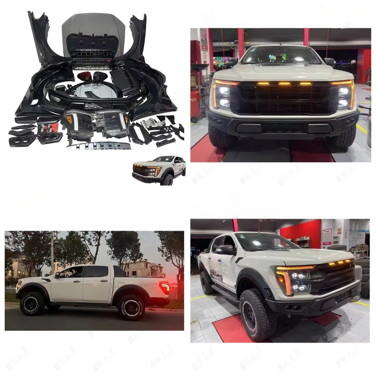 

KLT New Design 2025 F150 Raptor Body Kit Front Rear Bumper and Headlight for 2012-2021 Ranger T6 T7 T8 Easy Installation