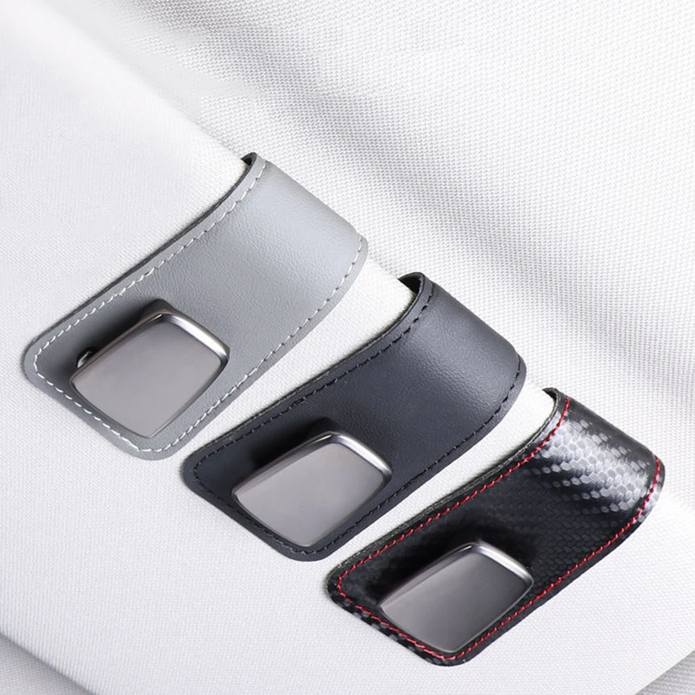 

Multifunction Car Sun Visor Glasses Clip Leather Eyeglasses Clip Automobile Sunglasses Holder Card Case Auto Interior Accessorie