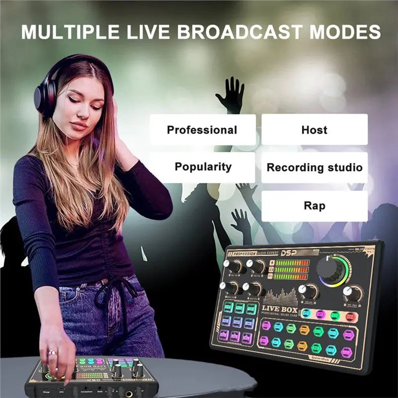 Audio Sound Mixer Board With Voice Changer Denoise For Phone Live Streaming Singing Gaming