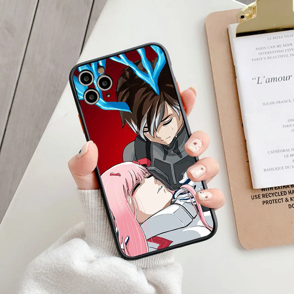 Translucent Phone Case For iPhone 16 15 14 7 8 Plus 13 12 11 Pro Max XR XS SE Mini Luxury Darling in the FranXX Matte Back Cover