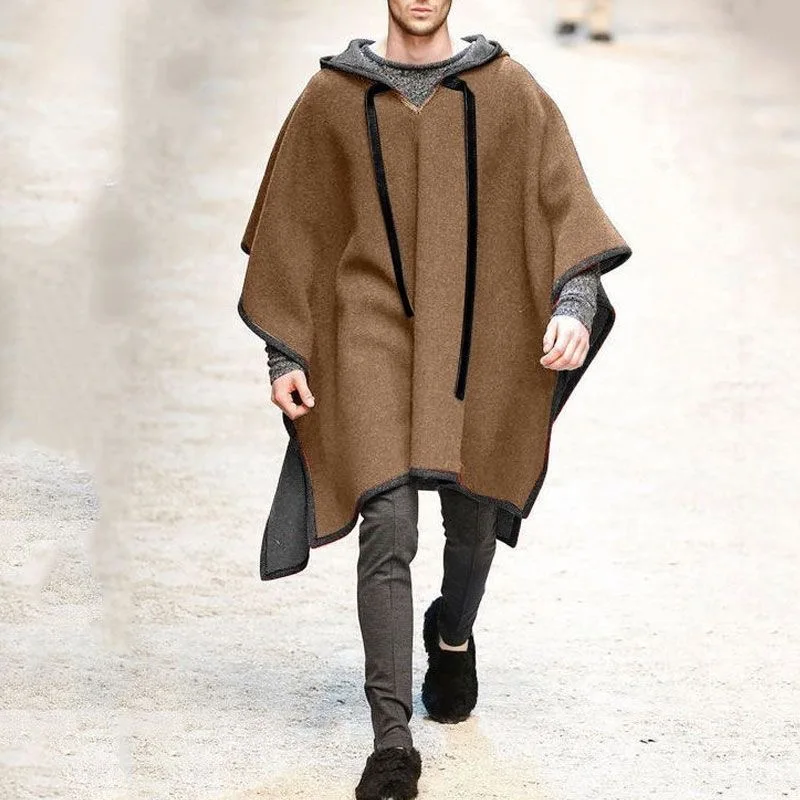 Men Senior Cloak Cape Shawls Tops Shirts Male Gentlemen Medieval‌ Middle Ages Blouse Gentlemen Knight Warrior Festival Tops