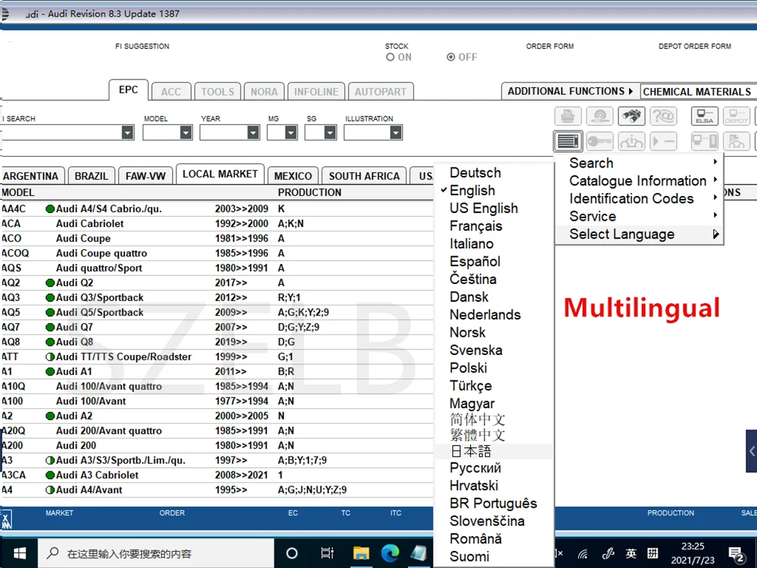 Catálogo de software de reparo de carro P ETKA para A-udi para V-W SE/AT + SKO/DA + preços de peças de suporte + pesquisa Vin + multilíngue + instalação gratuita