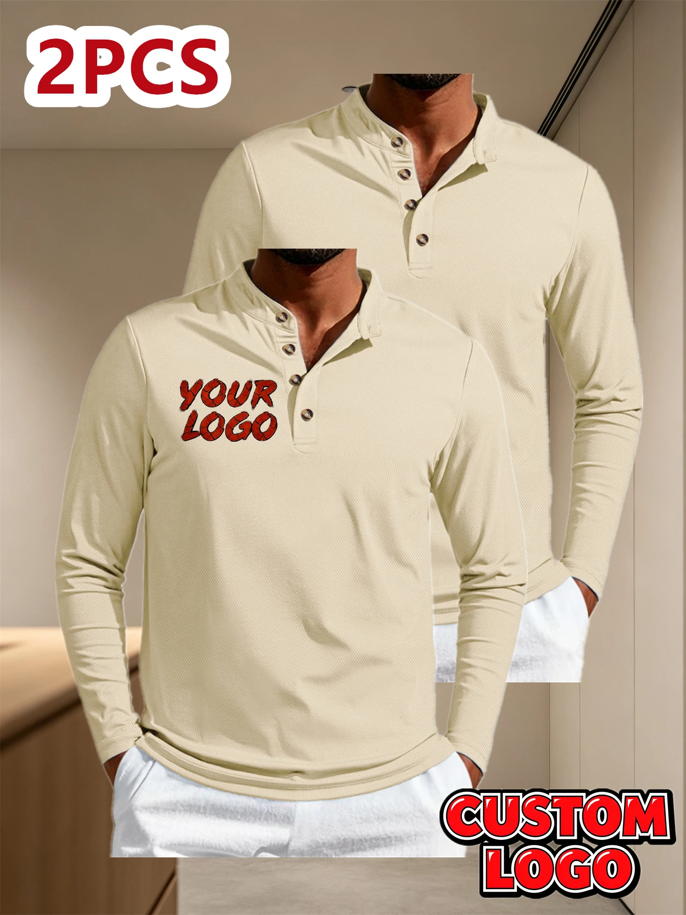 Custom Polo Shirts [2-Pack] – Breathable custom men's polo shirts for summer, available with any design, logo, text, or photo