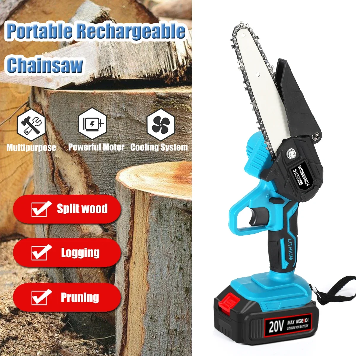 Wireless Pruning ChainSaw 6 inch Electric Mini Chain Saws Cordless Garden Tree Logging Trimming Saw For Wood Cutting For Makita