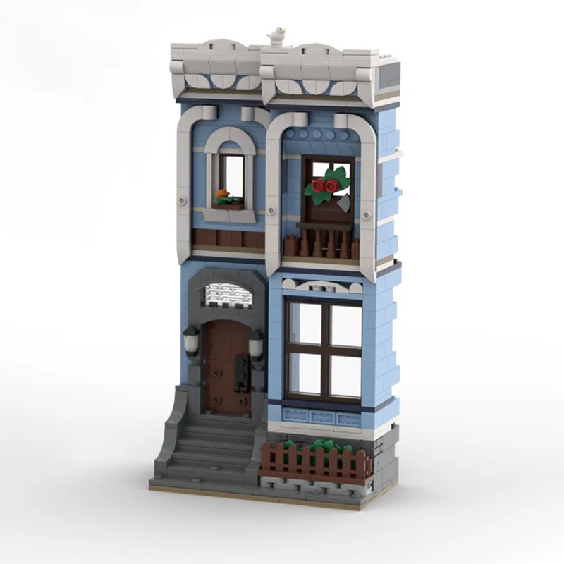 564pcs MOC Blue Townhouse Facade alternate Modulared Model Building blocks toy Assemble Christmas gift DIY creative idea Kids