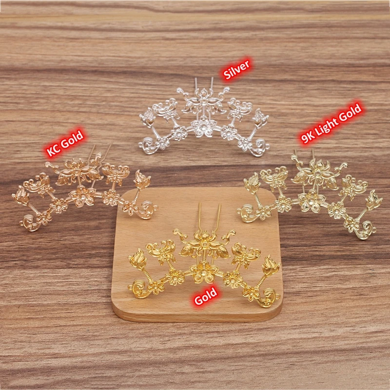 BoYuTe DIY Accessories Headpiece Buyao Butterfly Flower Alloy Hair Forks Vintage U Shape Hair Pins for Women Girls Hair Styling