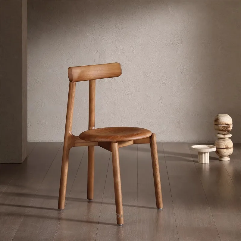 *Medieval Style Solid Wood High-end Luxury Dining Chair Danish Designer Ash Wood Stackable Small Household Chair