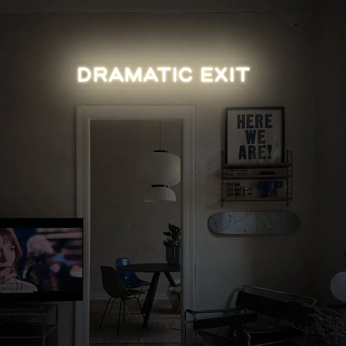 DRAMATIC EXIT Neon Sign, Street Style Sign, Housewarming Led Neon Light Sign, Dramatic Room Door Wall Decor, Store Shelf Decor