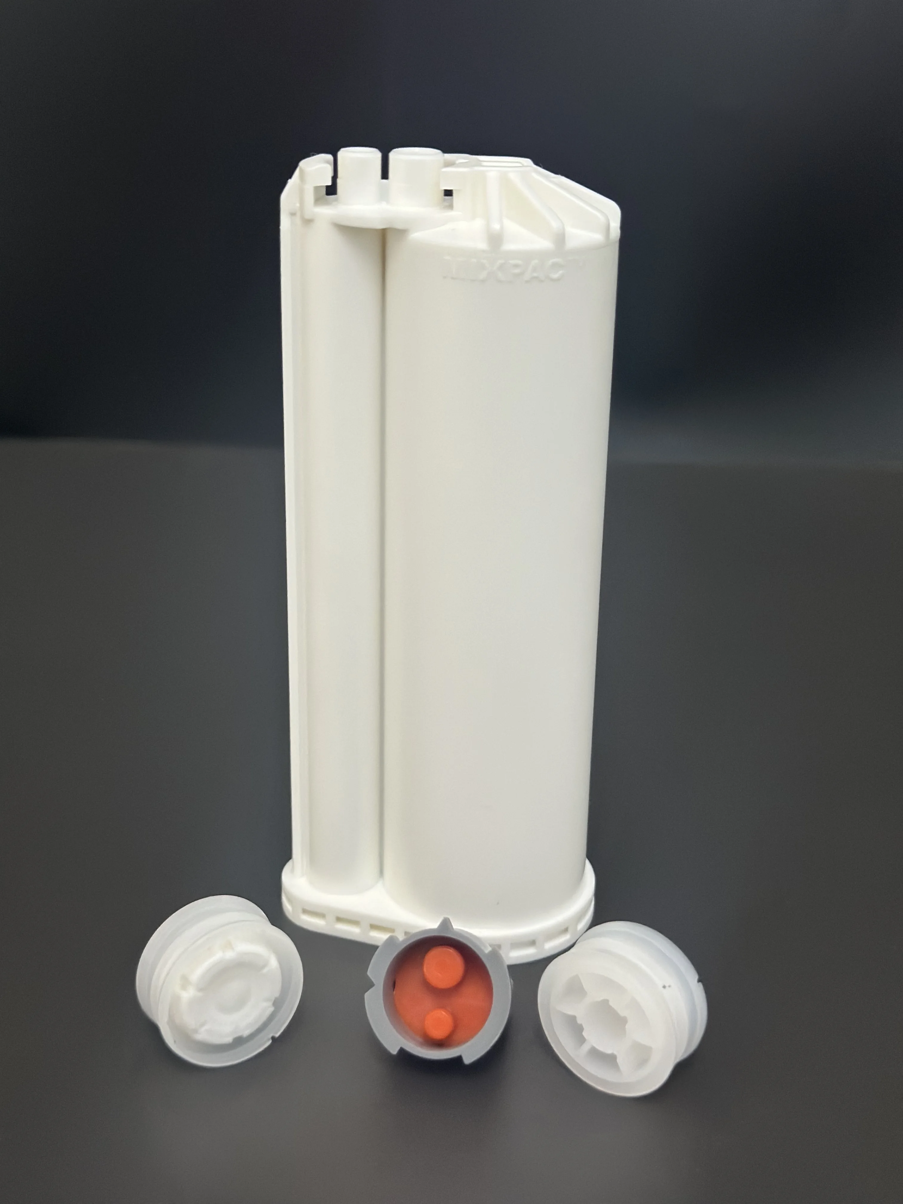 50ML 10:1 Sulzer Mixpac Dental White PBT Plastic Empty Dual Caulking Two Components Syringe Barrels ab Glue Mixing Dispenser