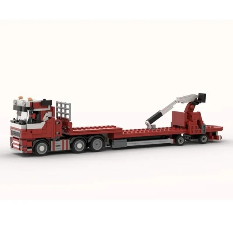 New Building Blocks MOC-166206 Crane Truck Trailer Construction Model Ornament 647PCS Children's Birthday Gifts Christmas Toys