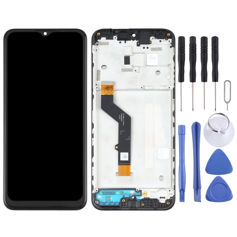 Schermo LCD TFT per Motorola Moto E7 Plus XT2081-1 Digitizer assemblaggio completo con cornice (nero)