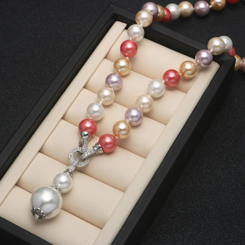 New Fashion Glass Pearl Pendant Necklace for Women Luxury Charm Girls Gift Collarbone Chain Sweater Chain Bulk Items Wholesale
