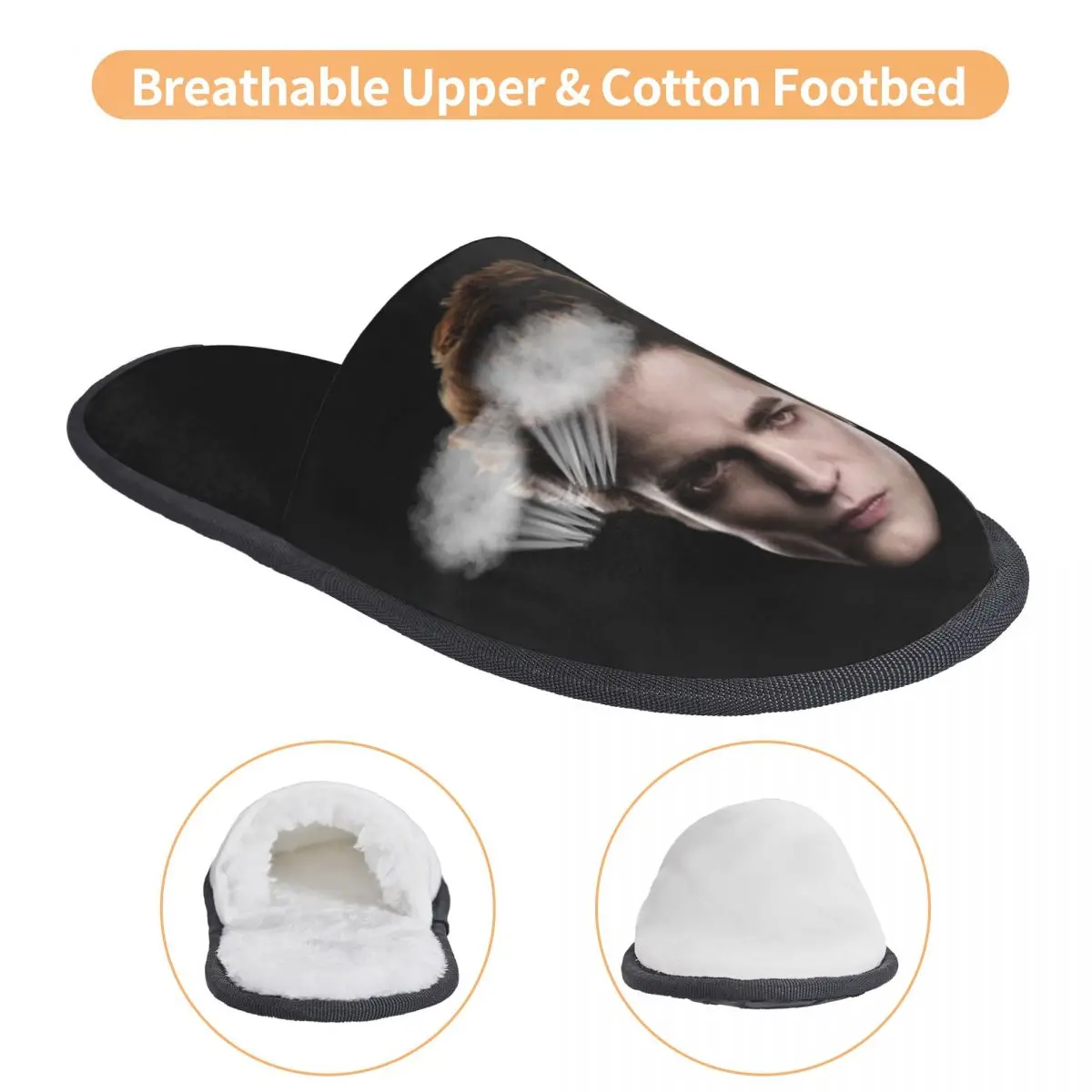 Custom The Twilight Saga Edward Cullen Comfy Scuff Memory Foam Slippers Women Spa House Shoes