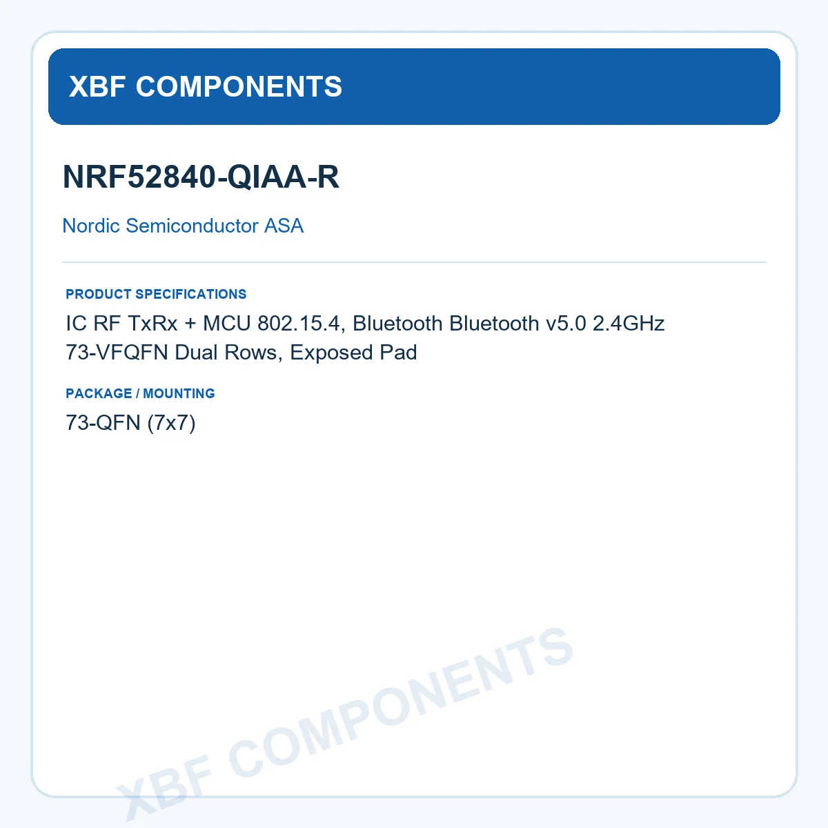 NRF52840-QIAA-R Nordic Semiconductor ASA Wireless SoC 73-QFN (7x7)