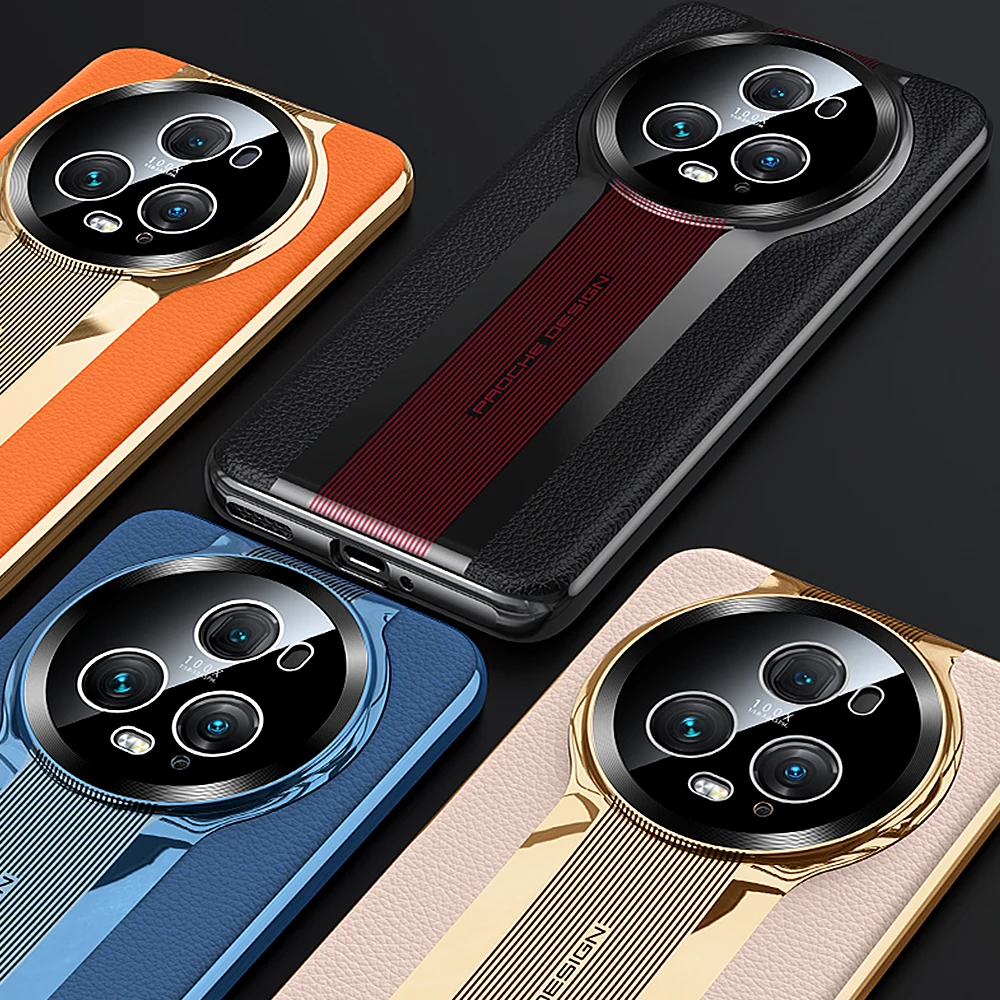 Genuine Plating Leather Case for Huawei Honor Magic 5 Pro Original Luxury 100% Natural leather Protection Hard Cover Capa