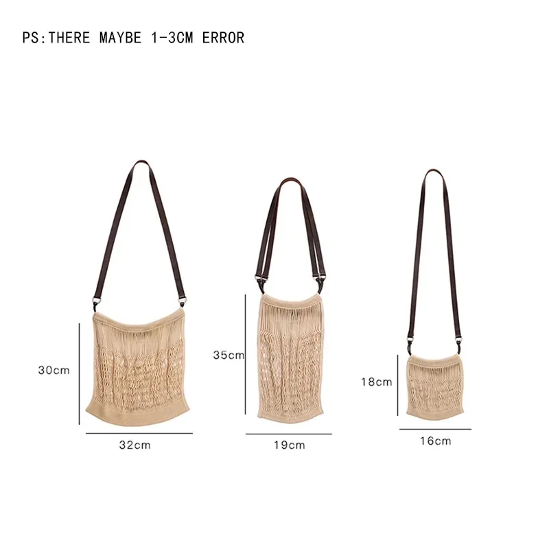 Fashion Hollow Out Women Shoulder Bags Handmade Weave Crossbody Bag Casual Summer Beach Bag Fishnet Tote Shopper Purses 2024