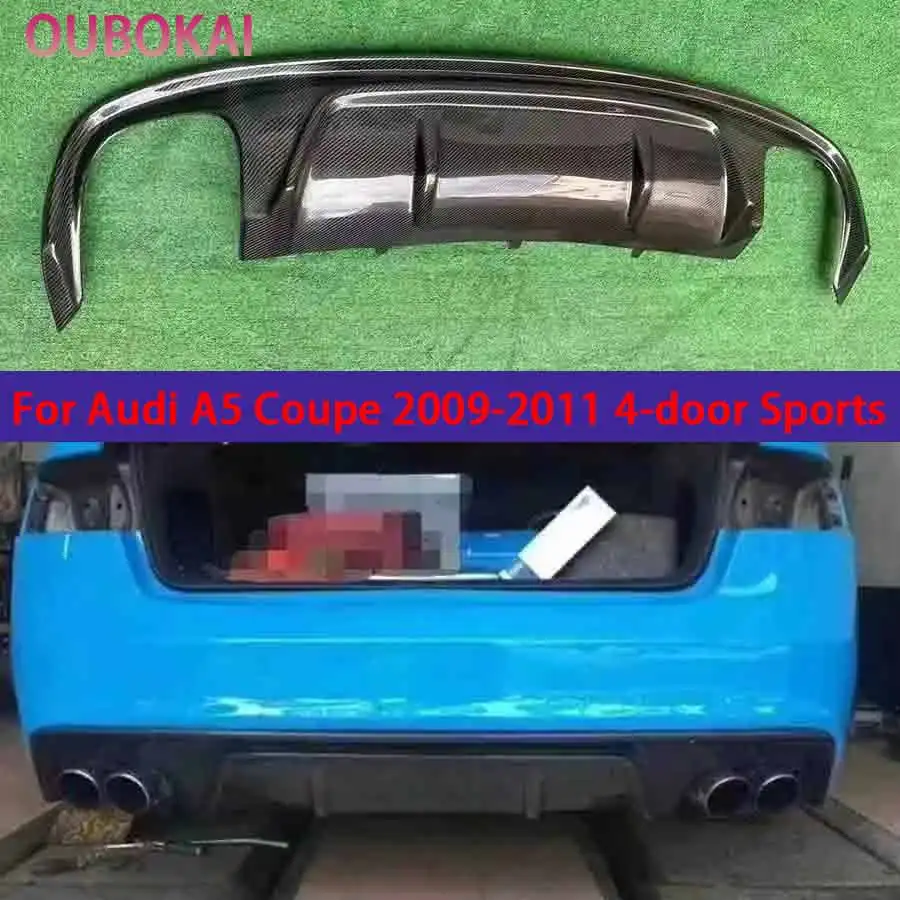 For Audi A5 Coupe 2009-2011 4-door Sports Carbon Fiber Car Rear Bumper Diffuser Rear Splitters Spoiler Back lip body kit
