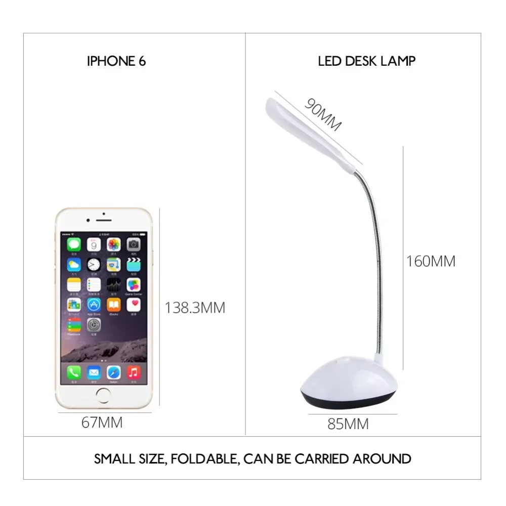 LED Desk Light Eye Protection Reading Lamp AAA Battery Powered Lamp Folding Creative Night Light For Reading Studying Bedroom