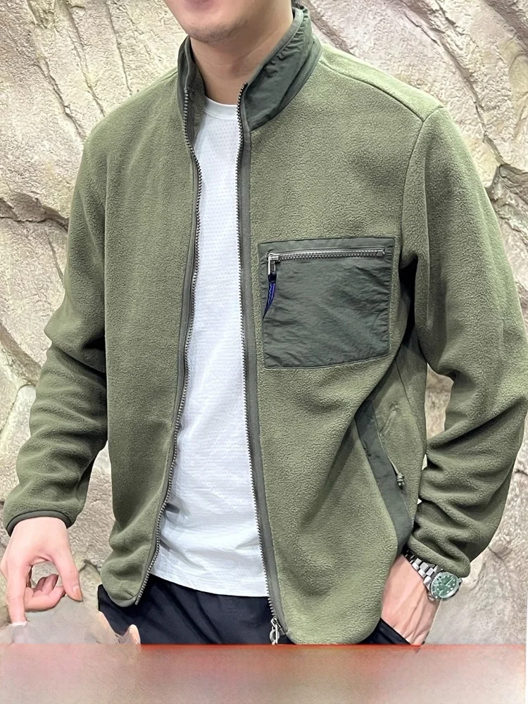 

Outdoor King 3D Tailored Color Blo Fce Lined Windproof Men's Jaet Stand Fit Long Sve Zipper Closure Polyester Fiber