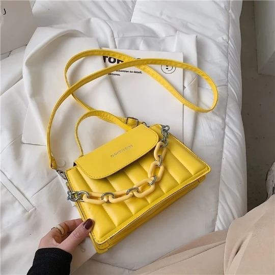 Yellow 2024 Fashion Woman Handbag Luxury Trend Women Girl Shoulder bag Bright PVC Crossbody PU Purses Women\'s Leather Tote bag