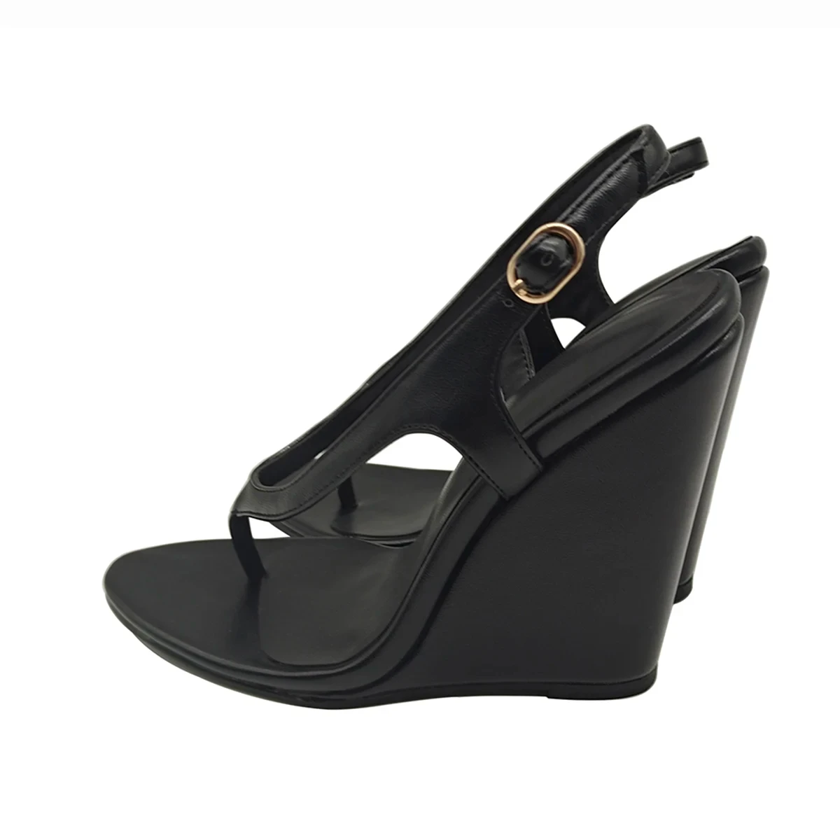 Infradito da donna sandali con zeppa scarpe con tacco alto scarpe da donna estive comode calzature Casual cinturino alla caviglia nero su misura