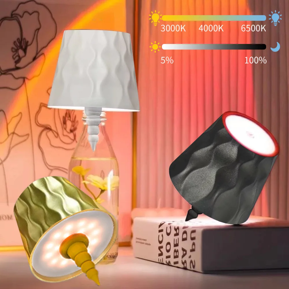 

Беспроводная лампа для бутылки вина Type-C с зарядкой, сенсорное управление, светильник для бутылки вина с затемнением, светодиодная настольная лампа, бар, кафе, атмосфера, ночник