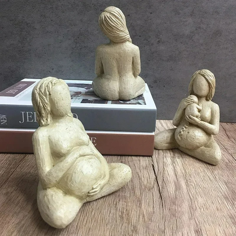 Pregnant Woman Retro Character Resins Statue Desk Decoration Pregnant Women Sculpture Ornaments Desk Decor Figurine Statuette